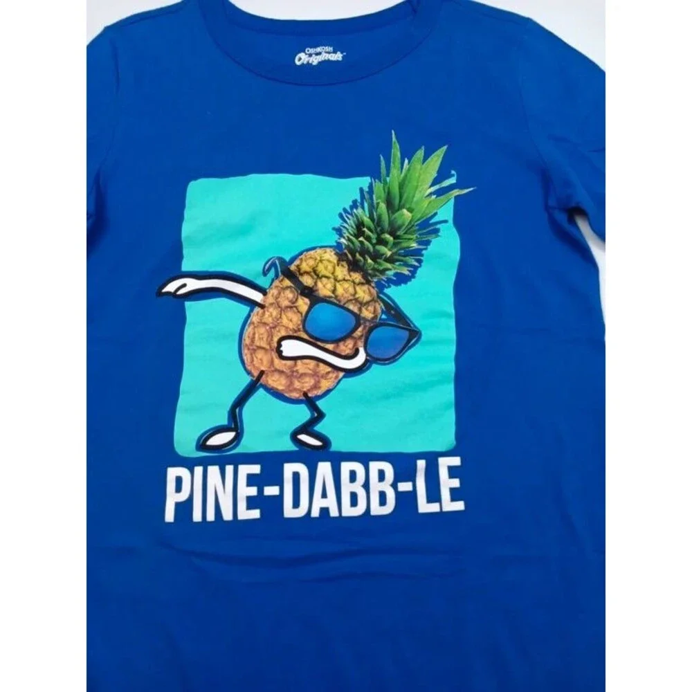 OshKosh Big Boys Blue Pine-Dabb-Le Pineapple Dabbing Graphic Tee Size 14